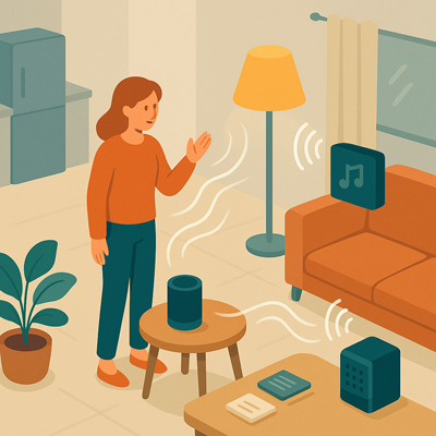 Voice assistant sending commands to smart devices