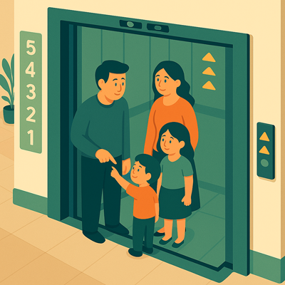 An elevator moving floor-by-floor, stopping one at a time