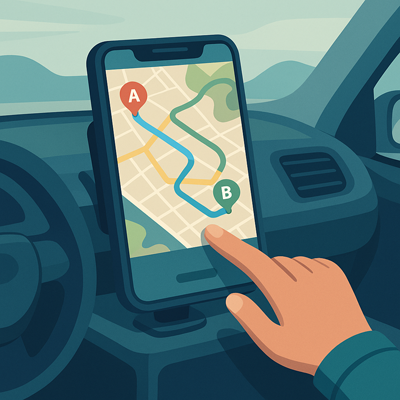 Navigation app offering multiple route strategies